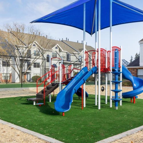 a playground with a slide